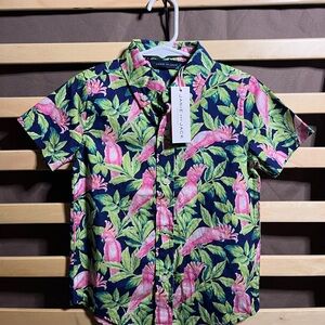 NWT Janie and Jack Toddler Boy Button-Up – Tropical Print – 3T